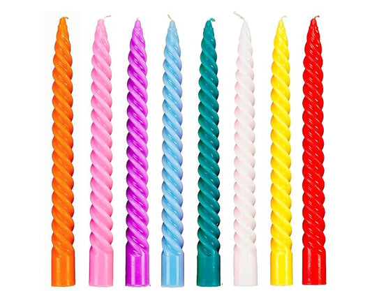 Spiral Pillar Taper Candle B (Pack of 4) Multicolor