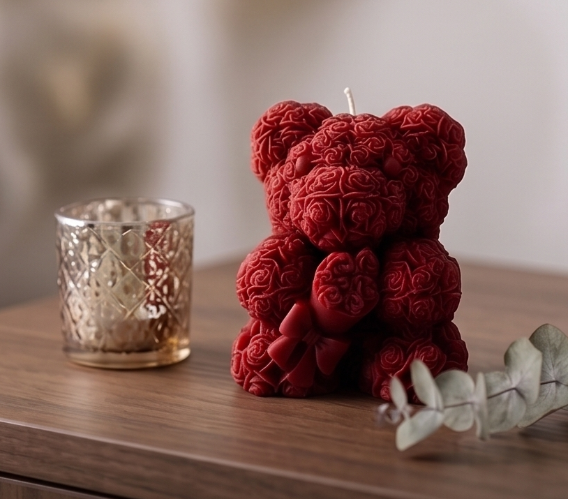Teddy Bear Scented Candle Rose,Lavender, Vanilla,Jasmine