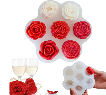 3D Rose Peony Candle Mold - 7 Cavity