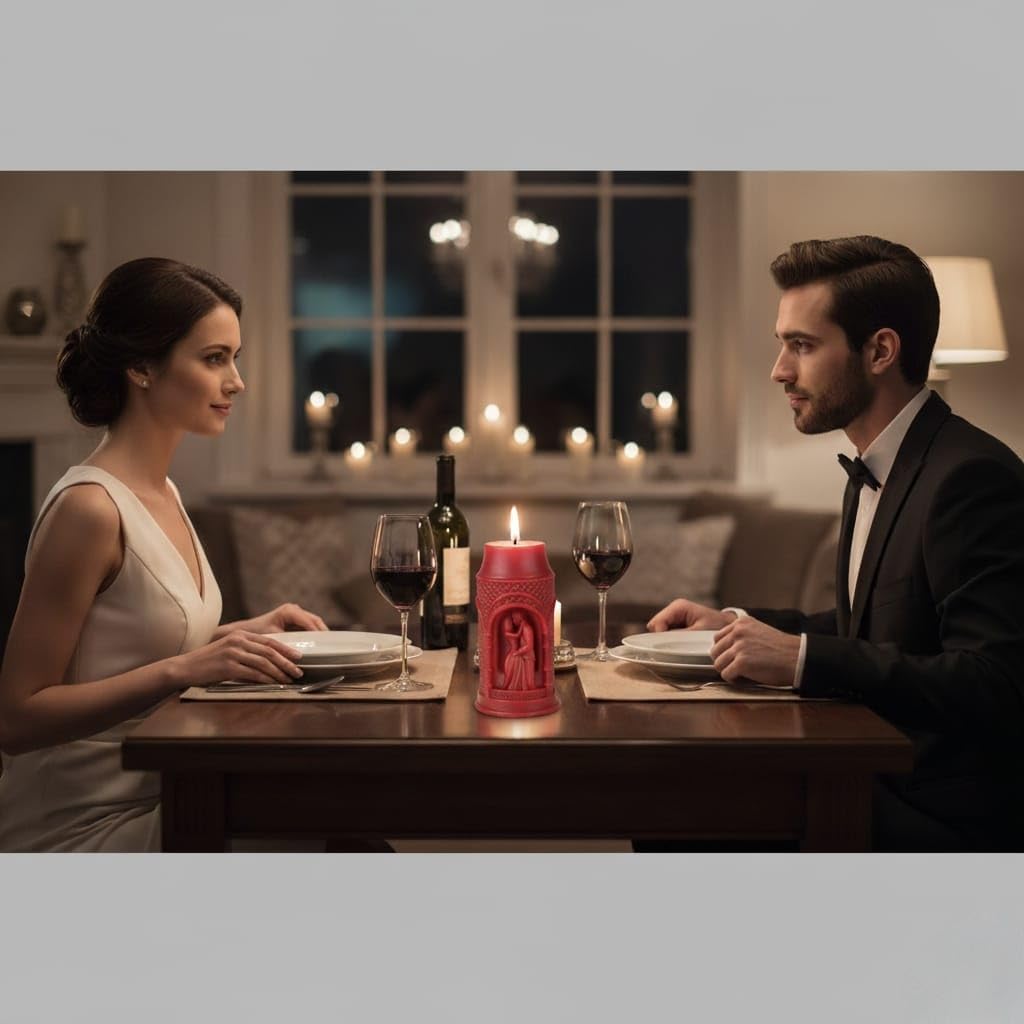 Decorative Scented Loving Couple Pillar Candle | Natural Wax Scented Candle