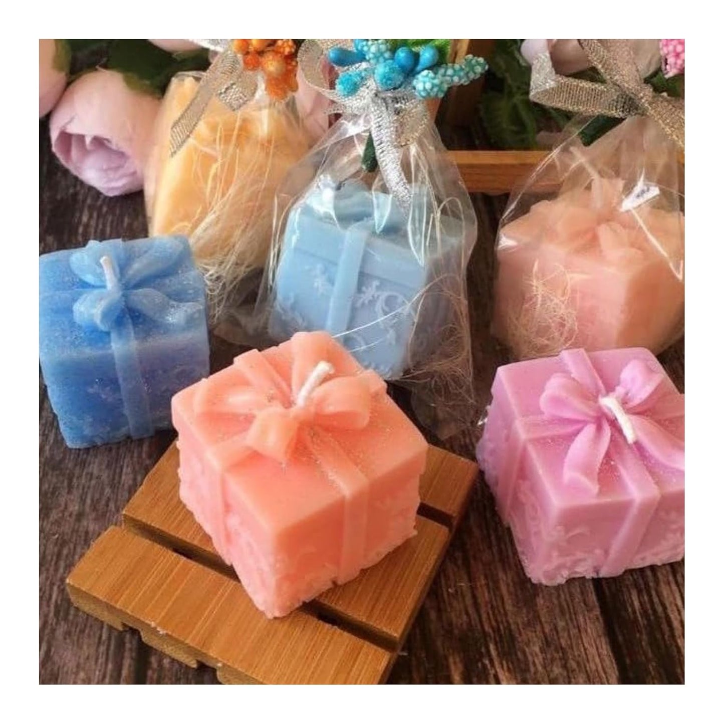 Gift Box Shape Decorative Candle | Unique Scented Candle for Birthday, Festive Gifting & Home Decoration