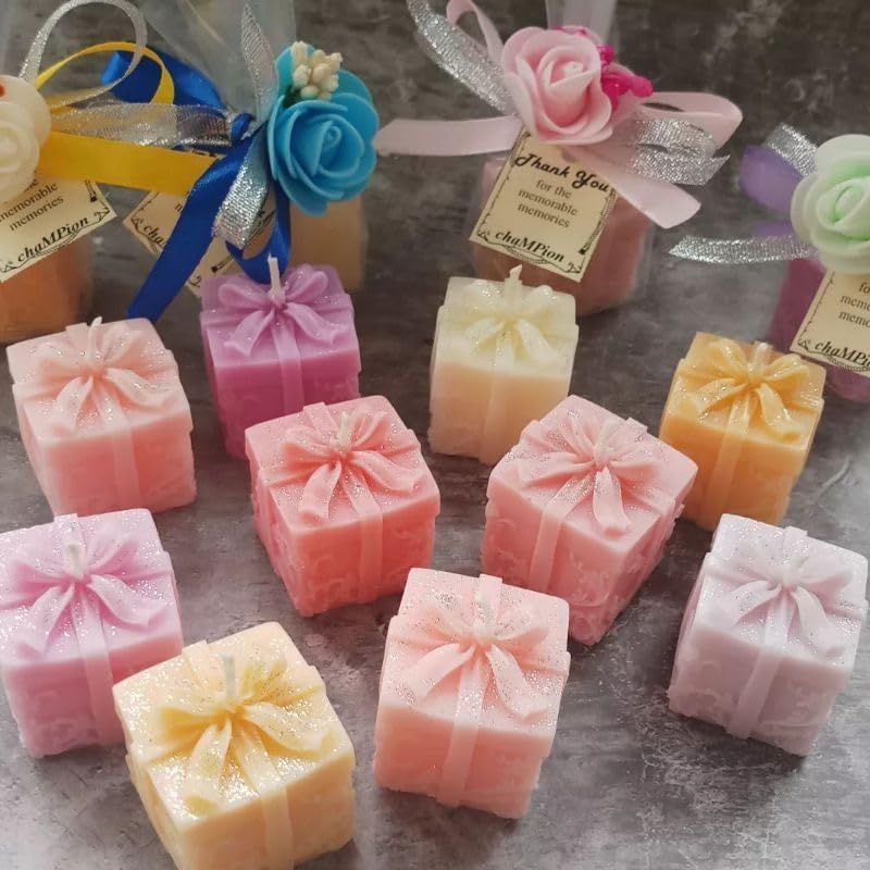 Gift Box Shape Decorative Candle | Unique Scented Candle for Birthday, Festive Gifting & Home Decoration