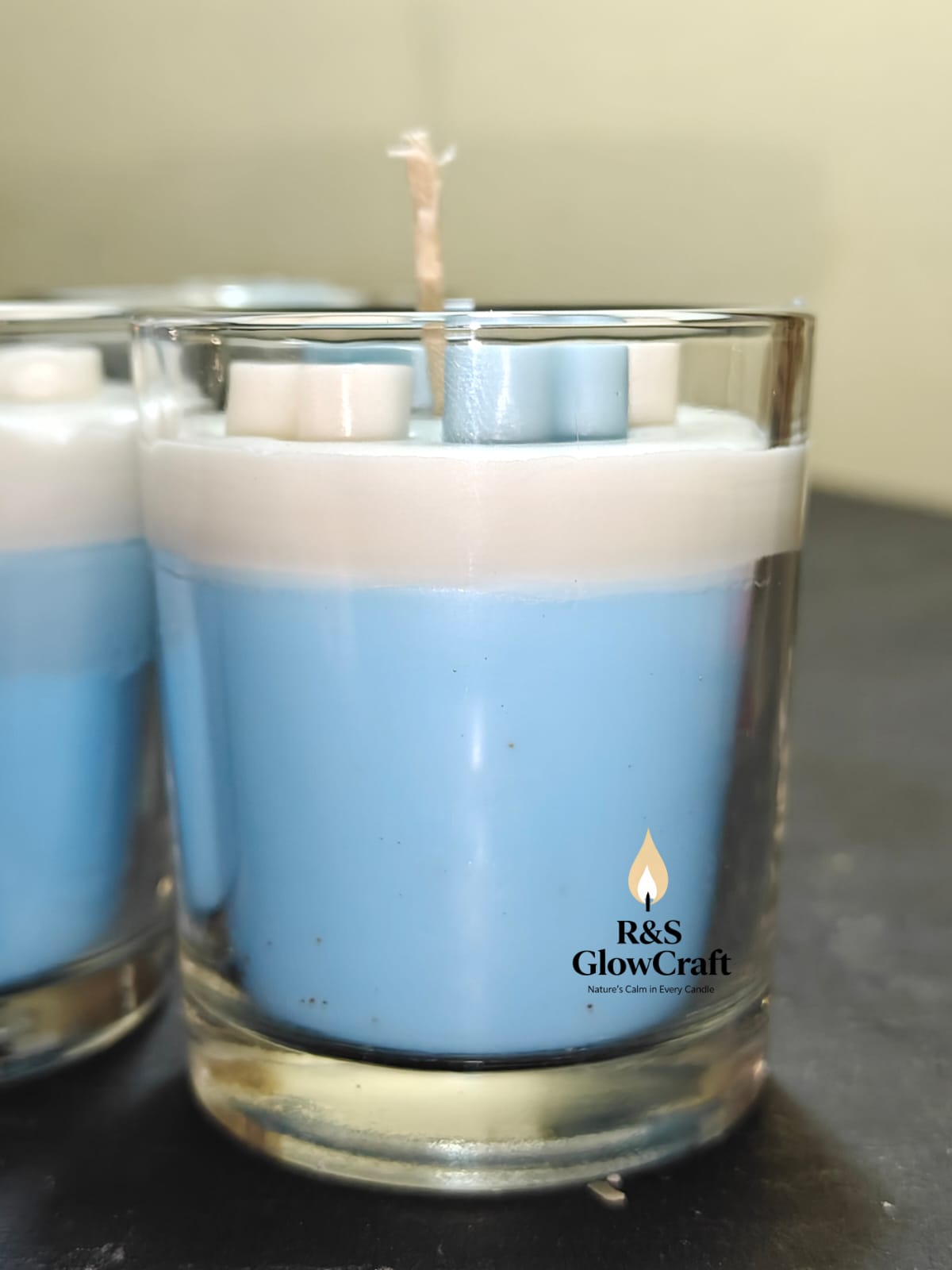 Blue Theme Votive Glass Candle (Pack of 02)