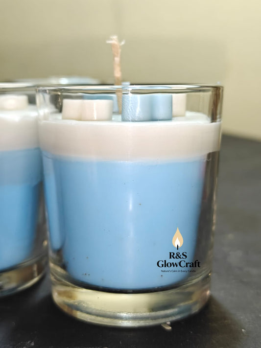 Blue Theme Votive Glass Candle (Pack of 02)