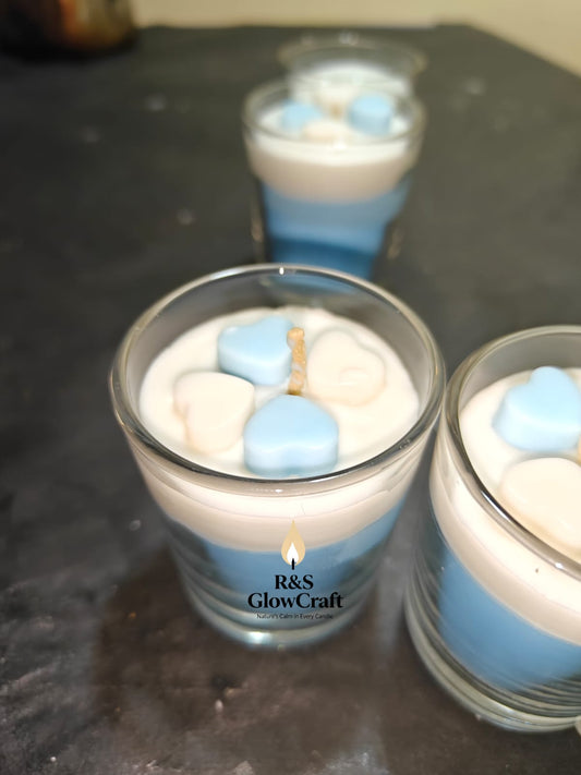 Blue Theme Votive Glass Candle (Pack of 02)