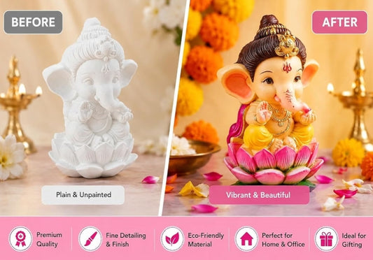 Bal Ganesh on Lotus 🪷 with 6 Color Pot & 1 N Brush