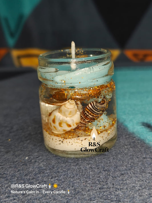 Mini Glass Jar Sea Theme Candle (Pack of 10)