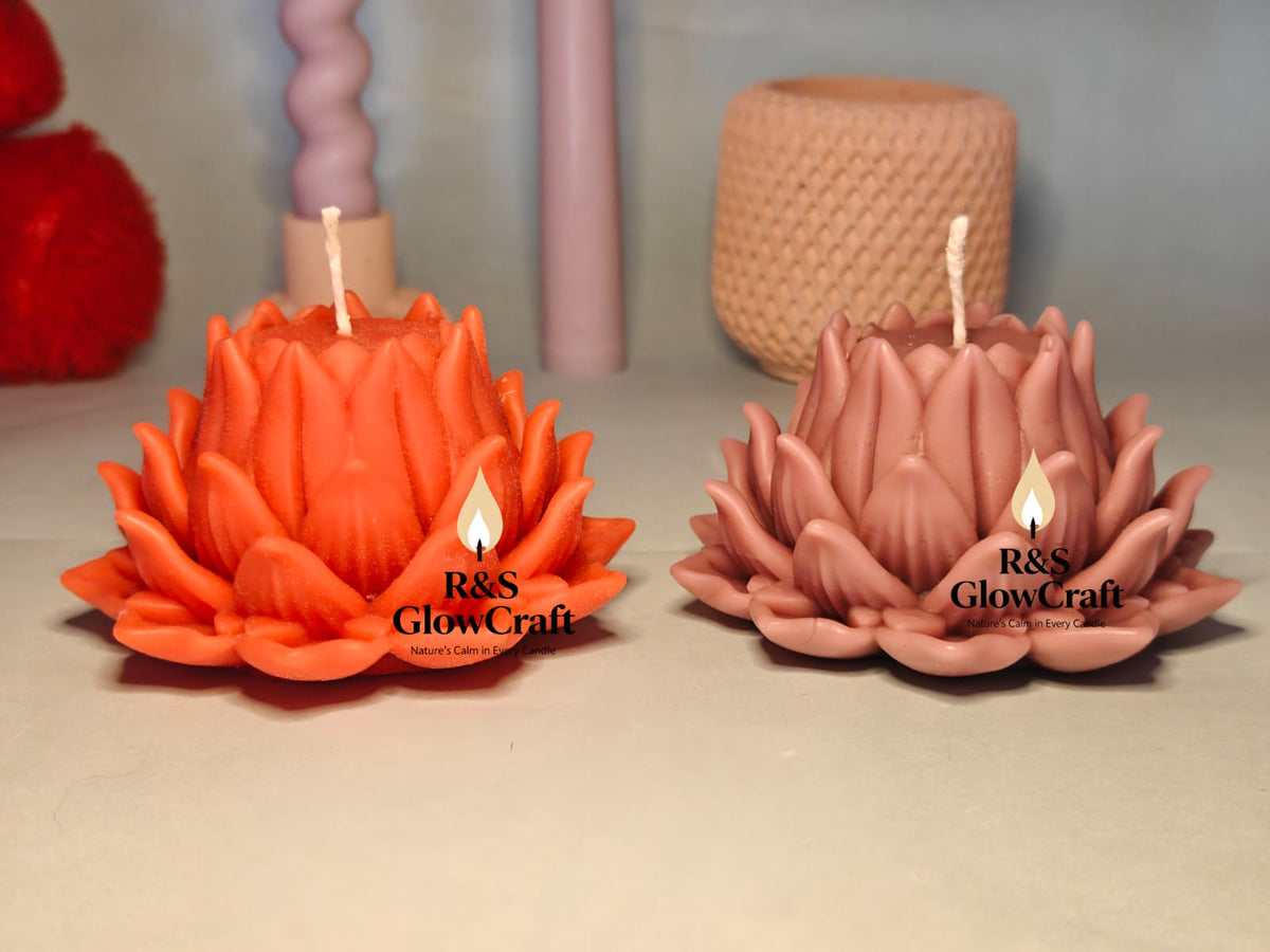 Lotus Scented candle Soy wax (Pack of 2) Red | Purple