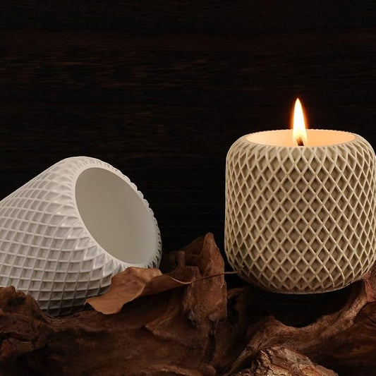 Mesh Pattern Concrete Jar – Elegant Textured (Pack of 2)