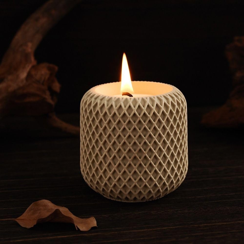 Mesh Pattern Concrete Jar – Elegant Textured (Pack of 2)