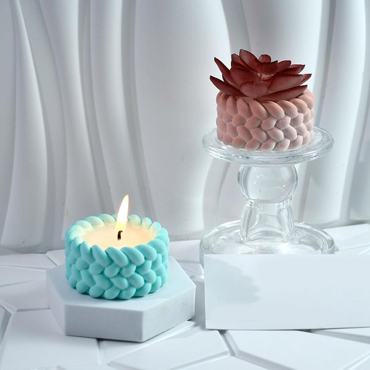 Rope Concrete Jar – Handmade Jar (Set of 2)