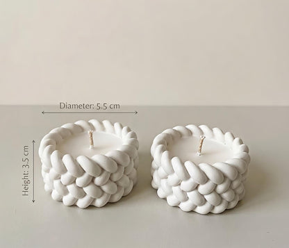 Rope Textured White Concrete Candle Jar (Pack of 2)