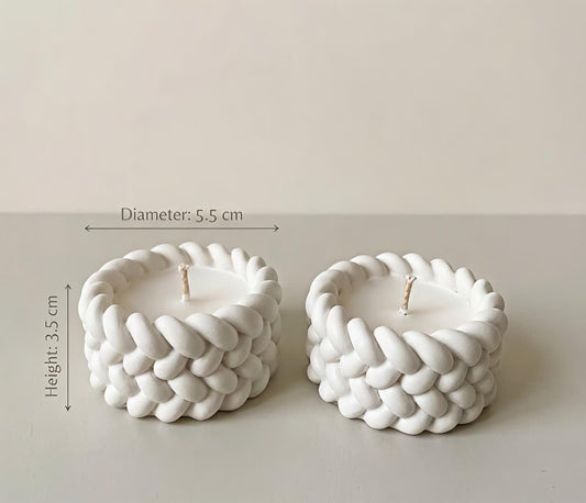 Rope Textured White Concrete Candle Jar (Pack of 2)