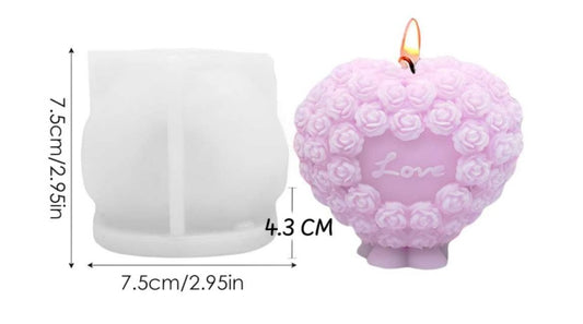 Rose Love Heart Pillar Mold