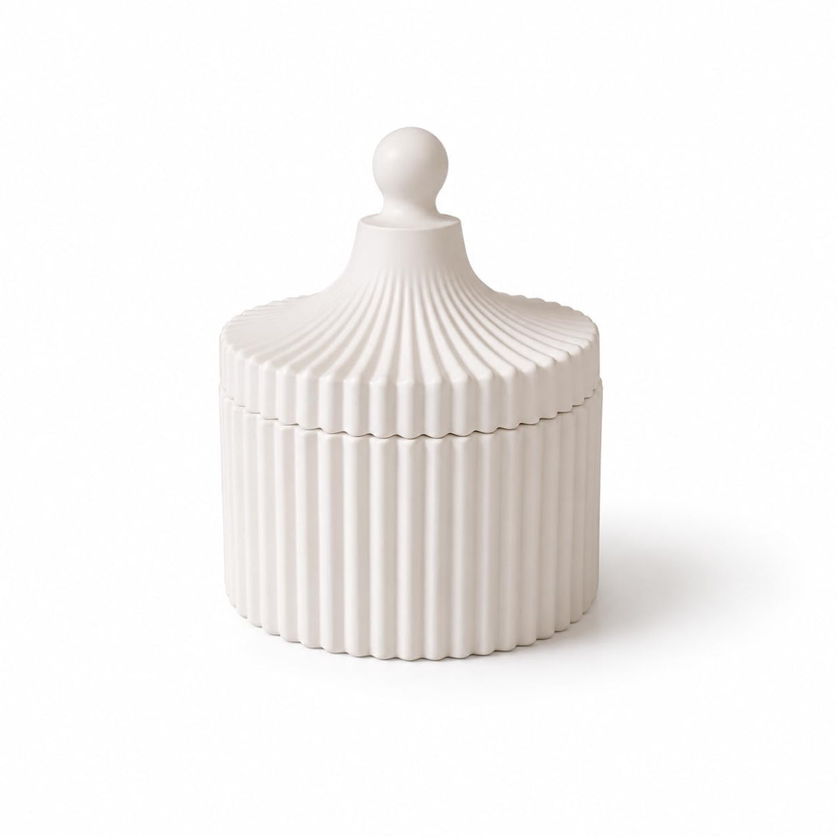 Ribbed Concrete Jar with Lid (Pack of 2)