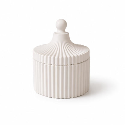Ribbed Concrete Jar with Lid (Pack of 2)
