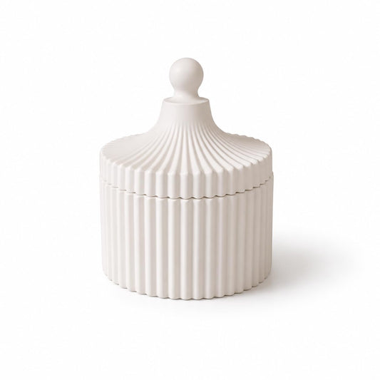 Ribbed Concrete Jar with Lid (Pack of 2)