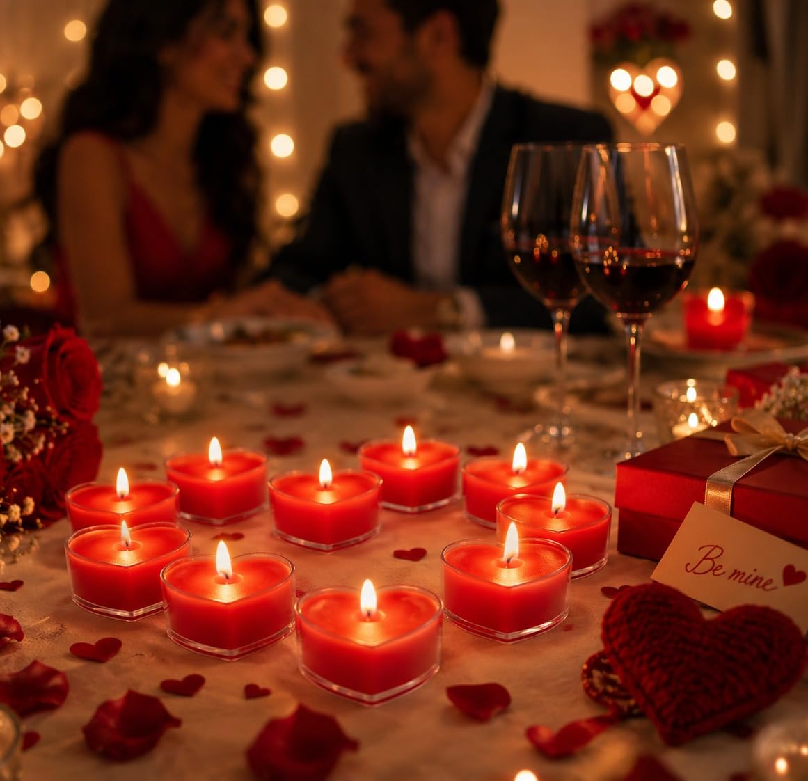 Rose Scented Heart Shape Tealight Candles (Pack of 10)
