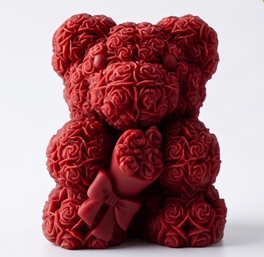 Teddy Bear Scented Candle Rose,Lavender, Vanilla,Jasmine