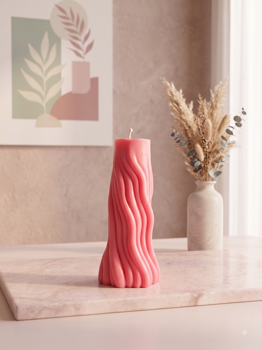 Wave Twirl Pillar Candle | Home Decor | Festival